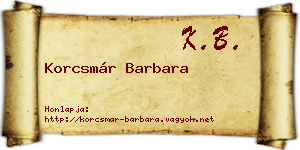 Korcsmár Barbara névjegykártya