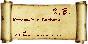 Korcsmár Barbara névjegykártya